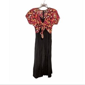 Vintage Karibo 80s 90s Print Wide Leg Jumpsuit